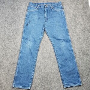 Wrangler 13MWZ Jeans Mens 33x30 Blue Medium Wash Cowboy Cut Straight Denim
